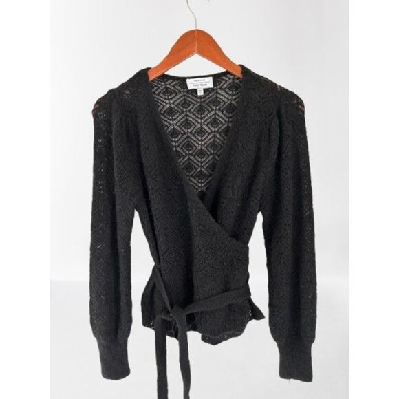 & Other Stories Black Lace Knit Wrap Cardigan Sweater XS - Picture 1 of 7